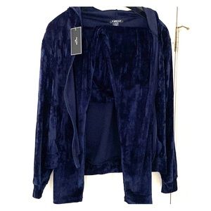 Navy 2 Piece Velour Tracksuit